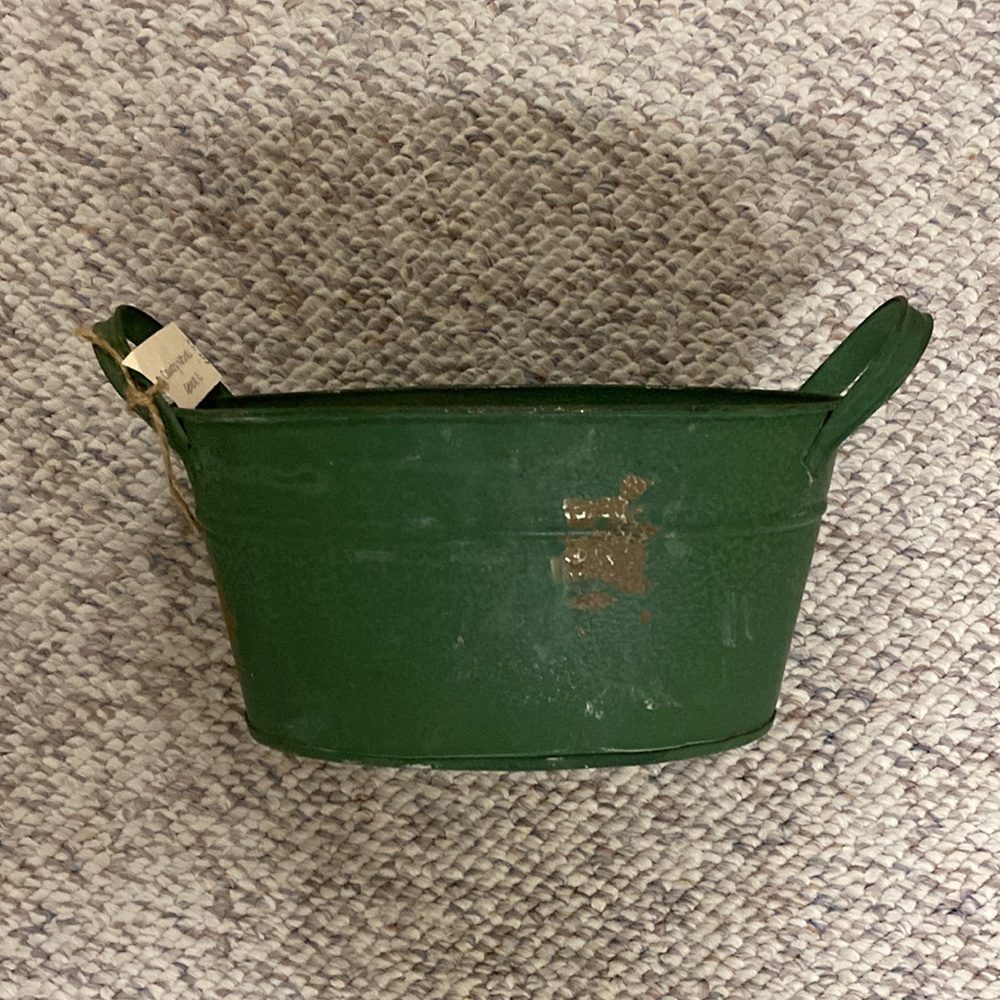 Country Green Metal Bucket